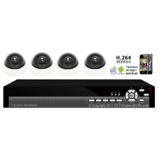 420TVL 4CH channel CCTV DVR Kit Inc. H.264 Network DVR with Mobile Viewing and Dome Cameras with 3-Axis Bracket 500G Seagate Hard Drive